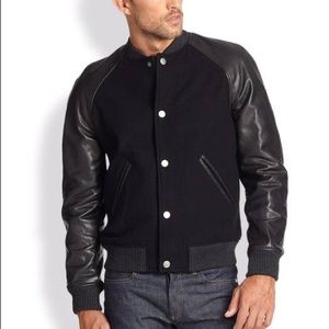 A.P.C. Teddy Black Leathersleeve Varsity Jacket